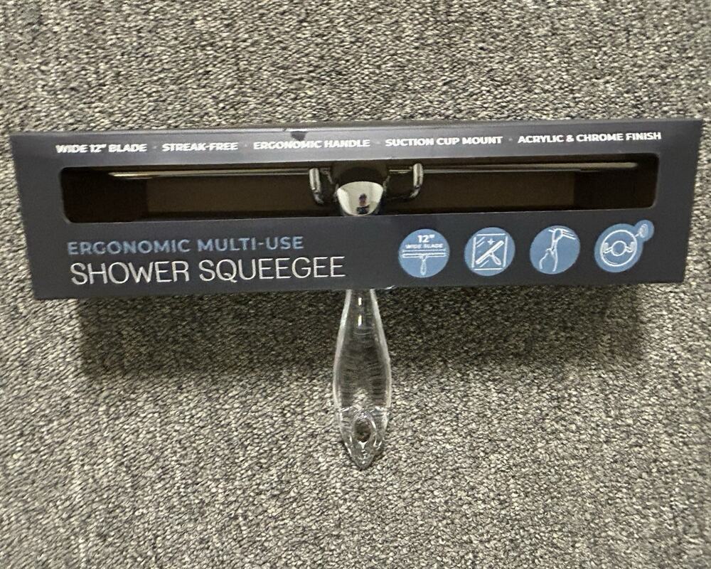 Glass Cleaner Ergonomic Shower Squeegee 12in Blade Hook+Suction ZSQ3